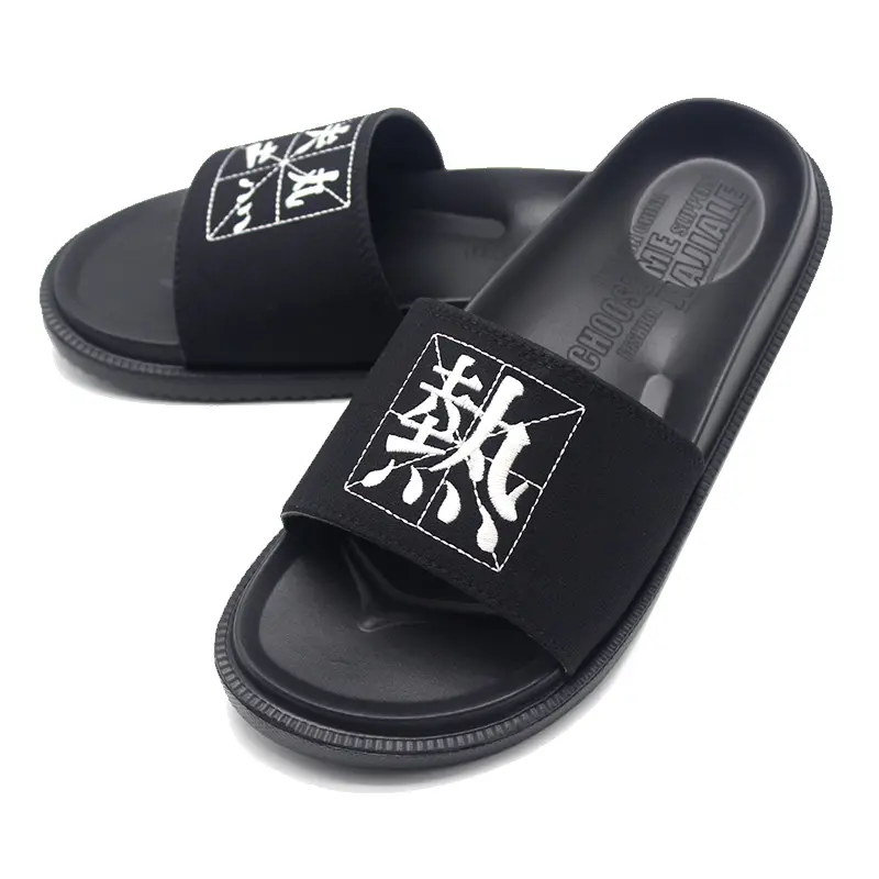 Eva verão homem de slides slides calçados da lona personalizado design personalizado bordar chinelo, sandália de slides fornecedor personalizado