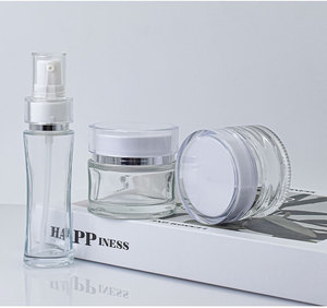 ハイホワイトクリアコスメティックローションラウンドクリアリキッドスキンケア包装ボトル40ml 100mL、クリームオイルポンプクリアプラスチックキャップ付き