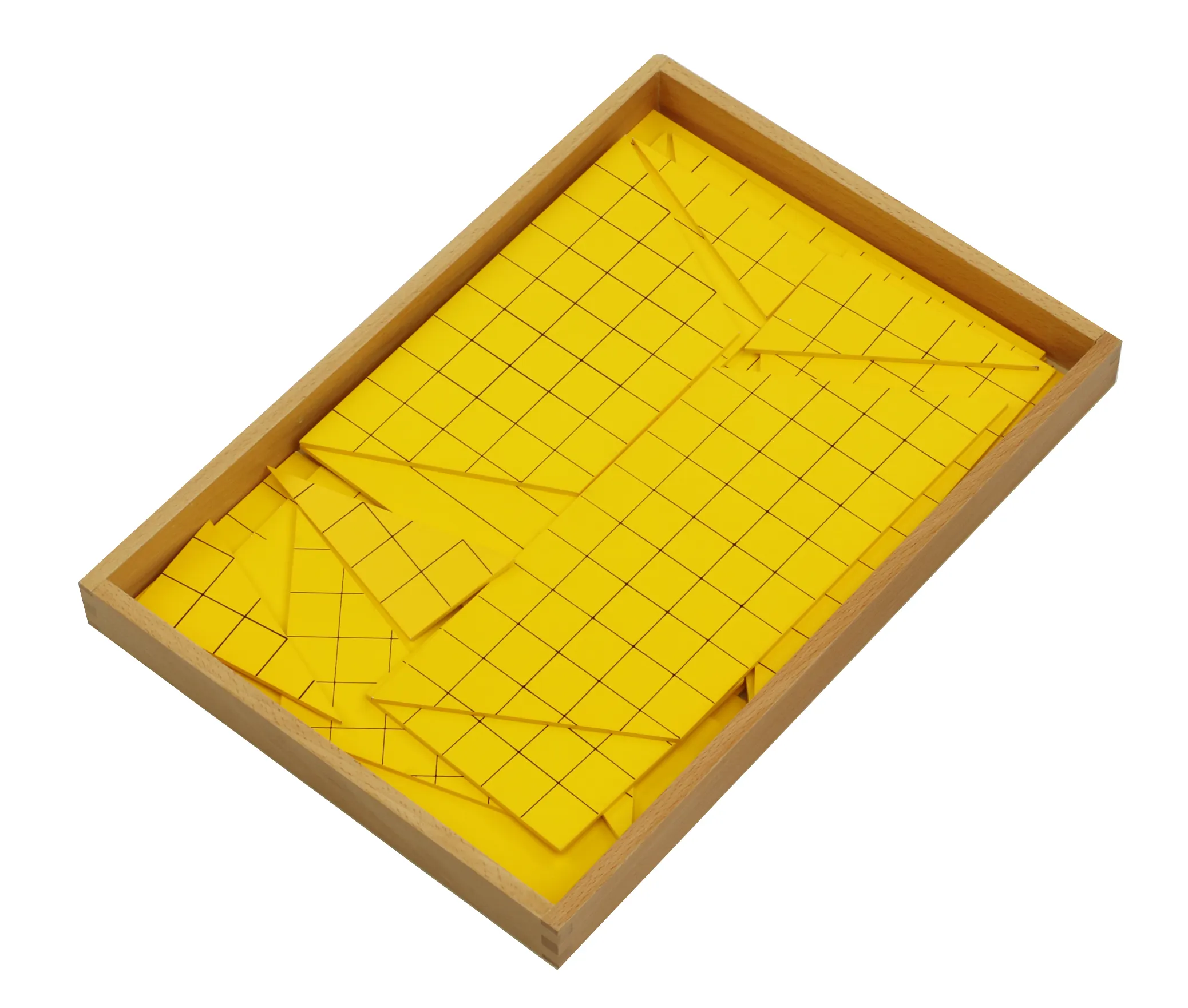 Ma180 brinquedos de madeira educacionais, triângulo amarelo para matemática montessori