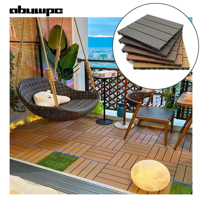 30x30CM patio composite backyard wood outdoor flooring WPC DIY interlocking Decking Tile