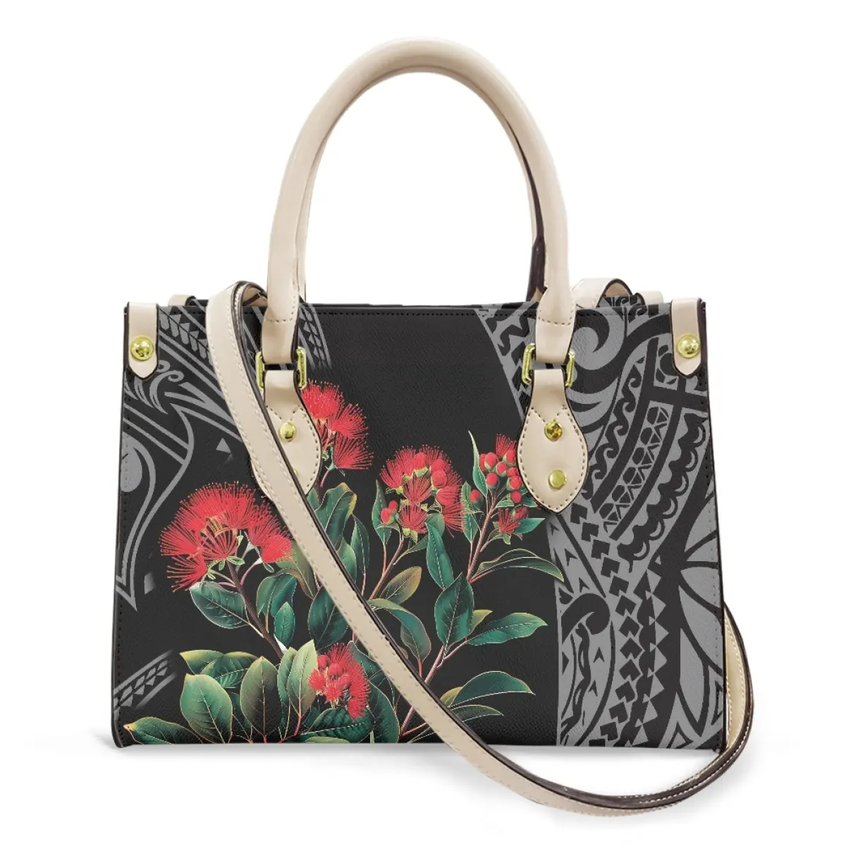Bolsas de luxo para mulheres 2024 Pohutukawa Bolsa de mão pequena de couro de grife com desenho de flores para mulheres, bolsa de viagem com cartão