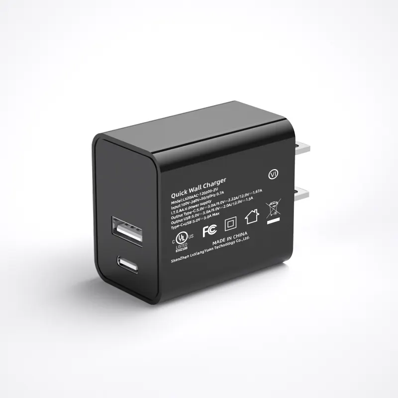 HECHOBO UL FCC-zertifiziert 18w 20w 25w pd Typ-C Schnell ladung QC3.0 Dual USB A C Schnell wand ladegerät American Pins für iOS Android
