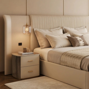 Роскошная изогнутая мягкая кровать | Элегантная вышивка и ткань Премиум | Легкий роскошный дизайн - Product Image 2