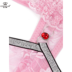 String en dentelle florale sexy pour hommes Lingerie en nylon respirant en coton culotte string pour filles Sous-vêtements femboy avec nœud papillon imprimé - Product Image 5