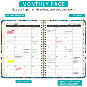 Bview Art cuaderno en inglés 2025 Bloc de notas en inglés Borde de metal A5 bobina diario planificador horario de trabajo calendario libro con marcapáginas de PVC - Product Image 4