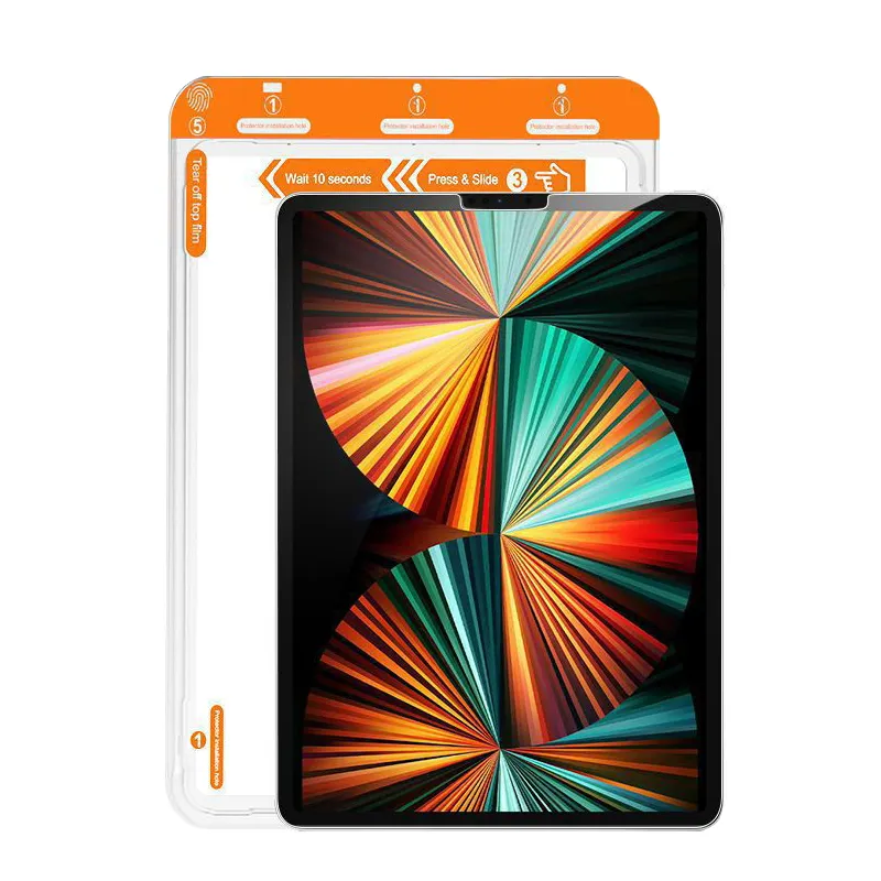 Protector de pantalla para IPad, película de vidrio templado transparente, antigolpes, antiarañazos, sin burbujas, Kit rápido