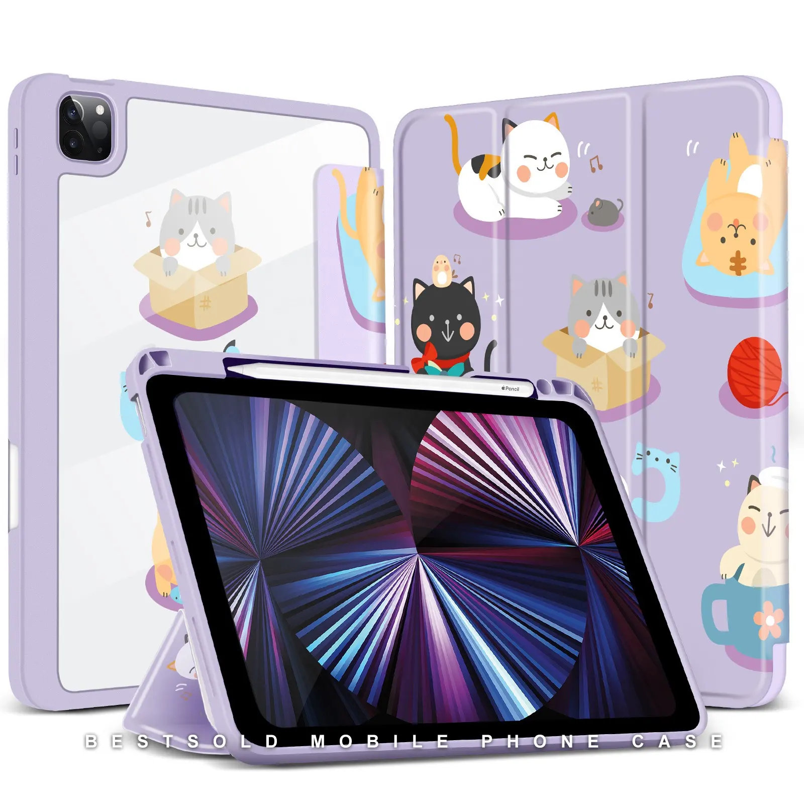 การออกแบบที่กําหนดเองIMD TPU + เคสพีซีสําหรับApple iPad Pro 12.9 11 10.5 ''สมาร์ทสําหรับiPad Air 3 4 5 แม่เหล็กหนังiPad Proกรณี