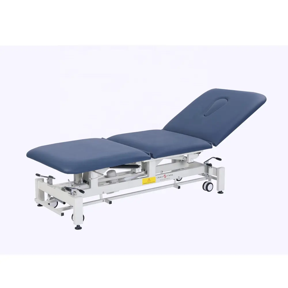 Cama de tratamiento de clínica alta y baja de 3 secciones, mesa Quiropráctica de fisioterapia móvil de rehabilitación, cama de terapia de masaje de Hospital