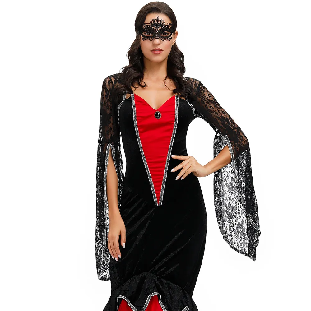 Disfraz gótico de Halloween, disfraz de vampire, Reina del diablo, punk, vestido de fiesta de encaje