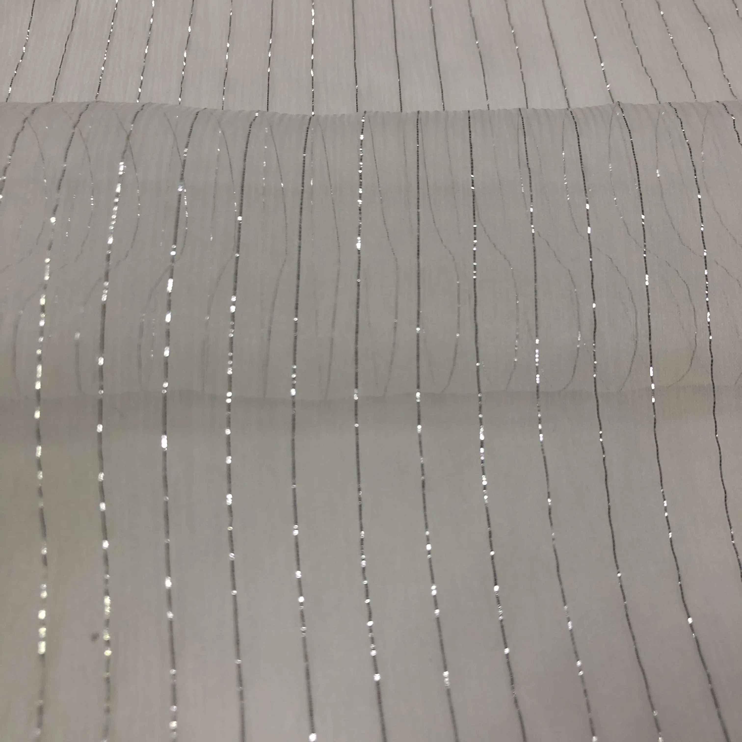 5mm 100% pura seta Chiffon stropicciato ggt con tessuto Lurex oro argento per indumento donna di alta qualità