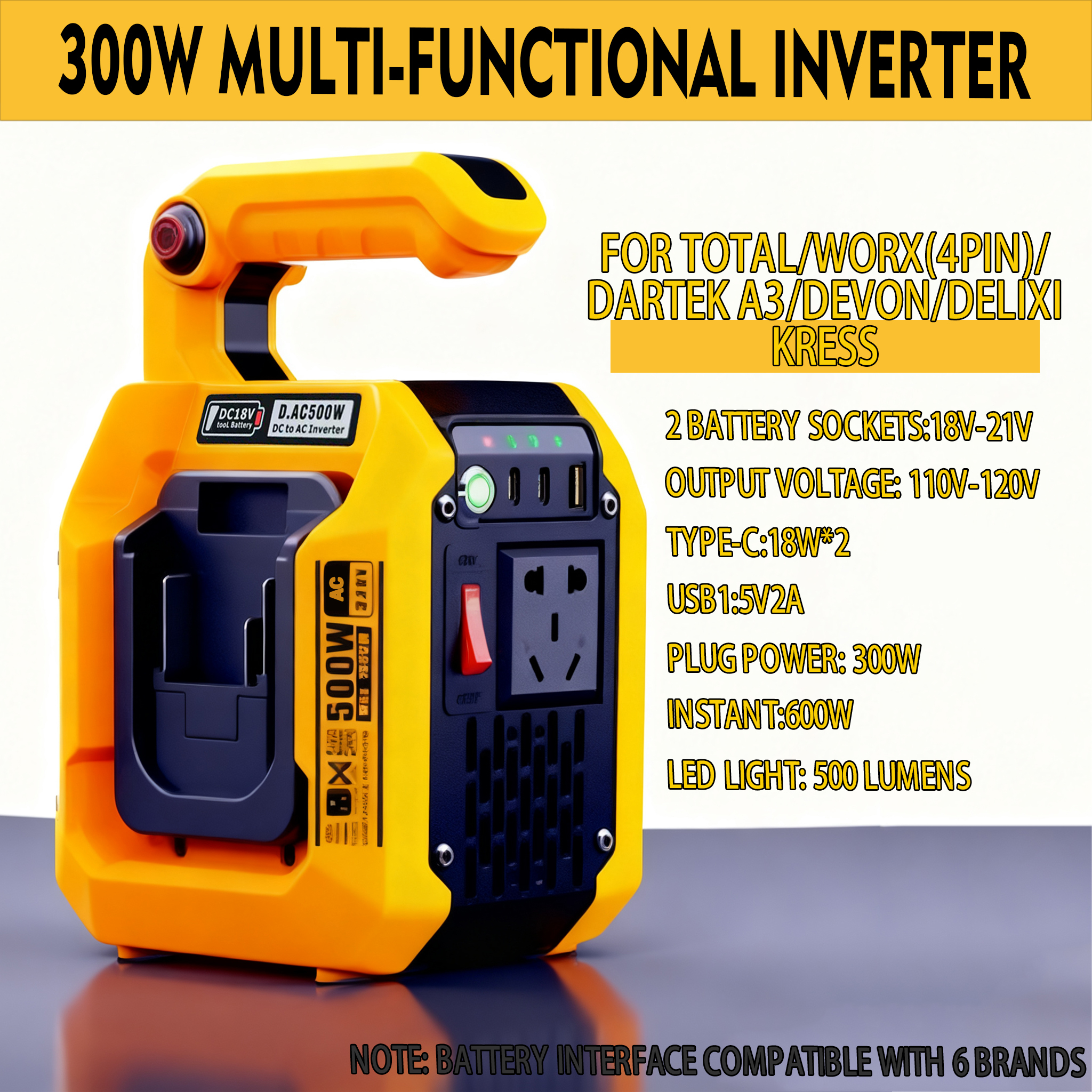 Yellow---For DARTEK A3 Battery 110V