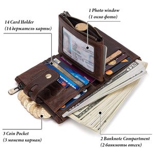 HUMERPAUL 100% hakiki deri erkek cüzdanlar Zip para cebi ile özel logo erkek cüzdan ve kart tutucu cüzdan deri erkek - Product Image 4