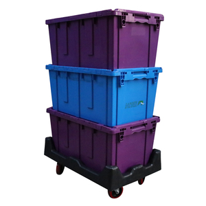 JOIN Warehouse Plastic Moving Crate Nestable Storage Attached Lid <strong>Containers</strong> Round Trip Tote <strong>Logistic</strong> Box for Transport - Product Image 6