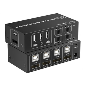 Monitor dual 4X1 Cuatro en una salida 4 puertos Puerto de pantalla KVM Switch USB 2,0 4K @ 60Hz DP Displayport Switch KVM - Product Image 1