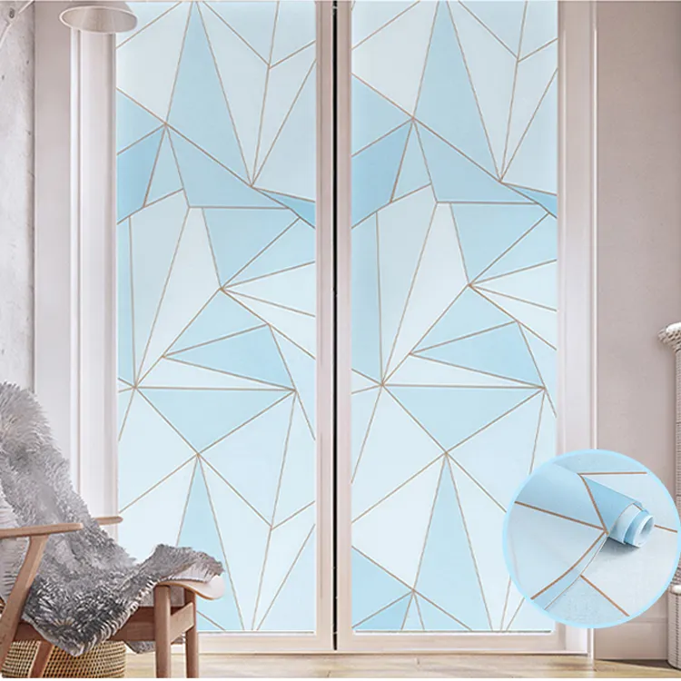 19,7 ''* 78,7'' Glasmalerei 3D dekorative Fenster folie Druck Geometrie Fenster statische Folie