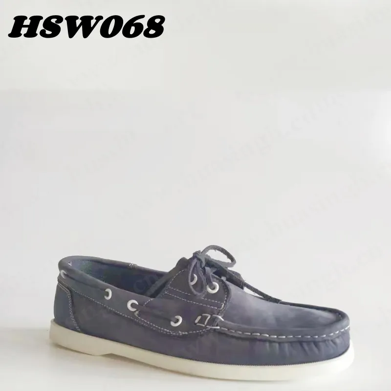 CMH,handsewn top-level full leather blue walking style moccasin shoes anti-slip sturdy rubber sole casual peas shoes HSW068