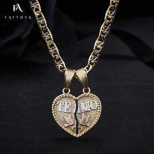 FP1024 Friendship TEAMO Heart-shaped Peace dove Three-color Necklace Symbolizing World Peace and Unity - Product Image 1