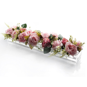 24英寸透明亚克力花瓶长方形花卉摆件餐桌长长方形花瓶 - Product Image 1
