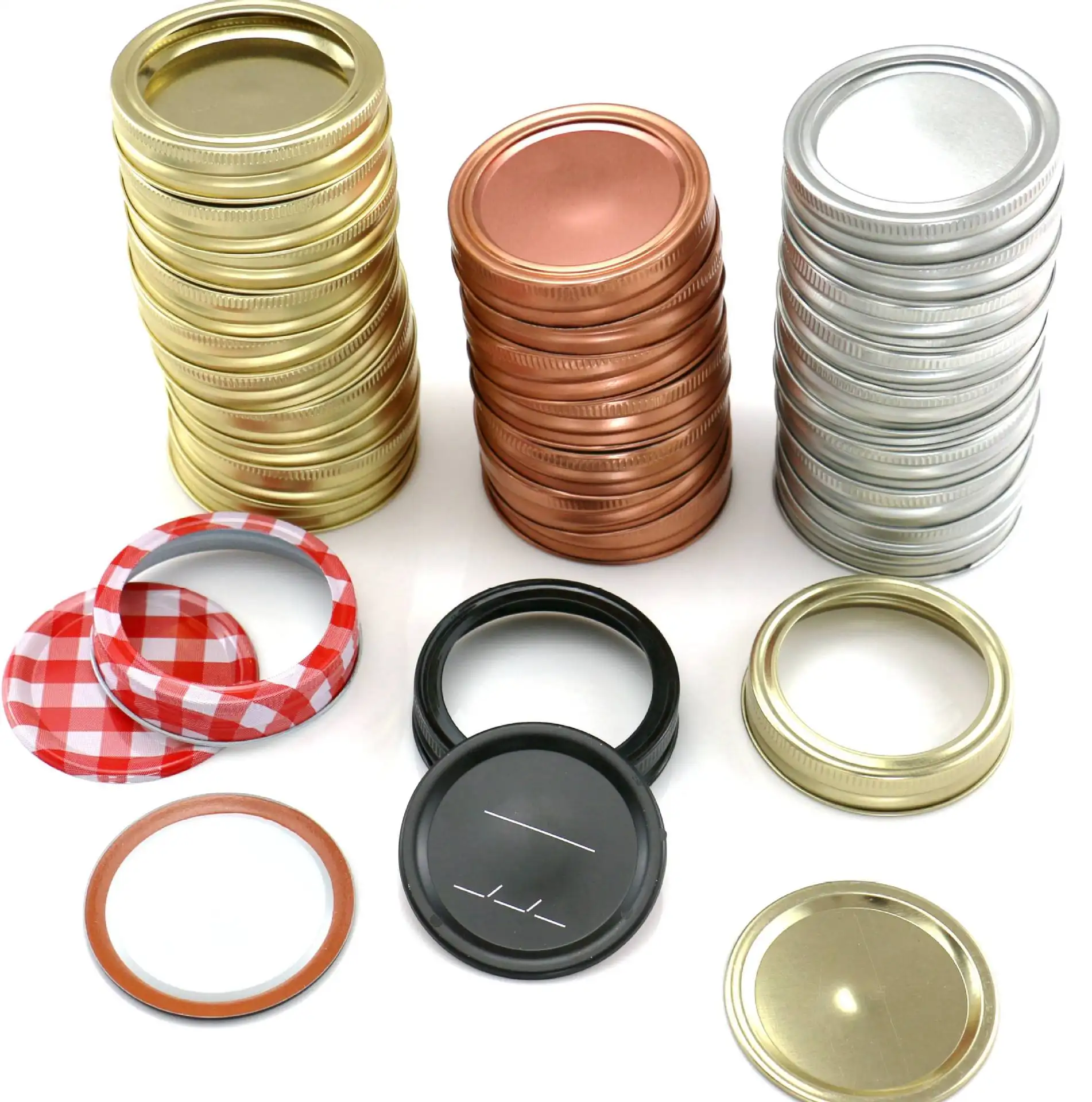 Cheap Price Regular 70mm Gold Canning Lids Wide Mouth 86mm Silver 2 Pieces Plate Band Aluminum Metal Tin Mason Jar Canning Lids