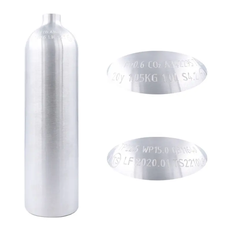 Empty 1L Soda Cylinder Co2 Bottle Tank,High Pressure Soda Water Bottle Aluminium Co2 Cylinder 5/8-18UNF