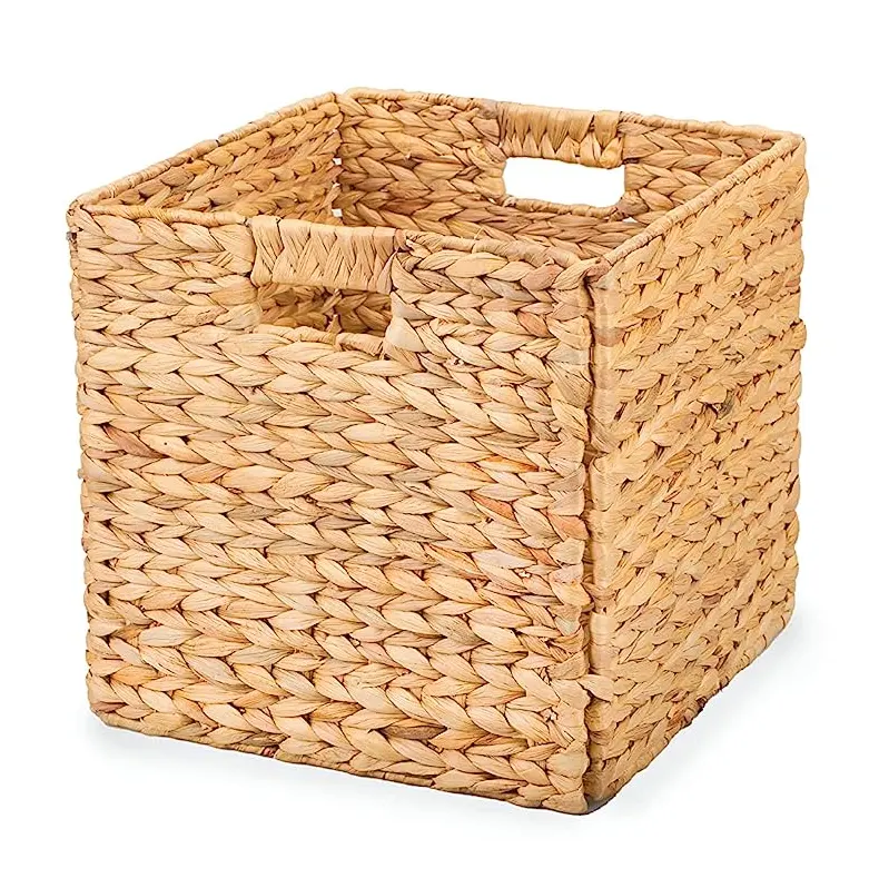 Foldable Water Hyacinth Storage Baskets Rustic Home Resources Storage Basket Wicker Baskets