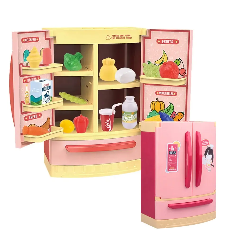 Trẻ em Mini simulated tủ lạnh Đồ chơi Playhouse mô phỏng đa chức năng phun Tủ đông tủ tủ lạnh đồ chơi nhà bếp chơi Set