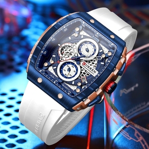 CURREN8442 orologi sportivi a sei Pin con quadrante di grandi dimensioni unici orologi da polso al quarzo con Design rettangularhollow con data Auto cronografo - Product Image 5