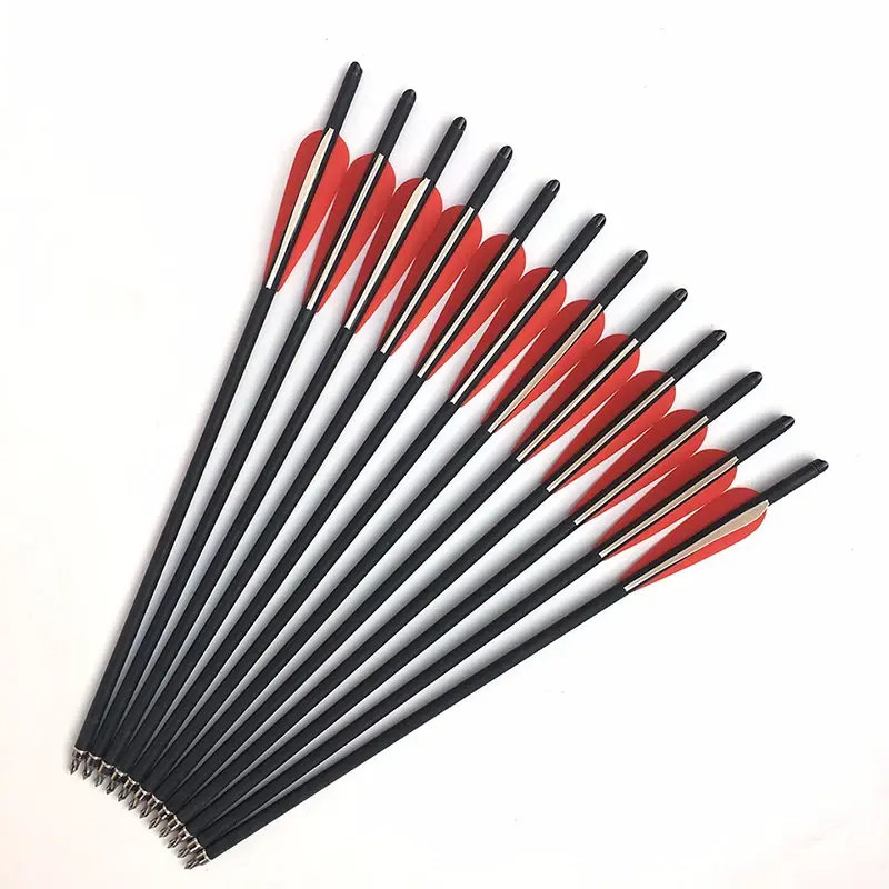 Hunting Crossbow Carbon Archery 16/20/22 Inch Red White 4" Feather Spine 400 Carbon Arrows