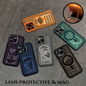 Luxury Matte Designer Magnetic Standstick Net <strong>Cover</strong> for iPhone 15 16 Pro Max Clear Case Mobile Phone Accessories - Product Image 3