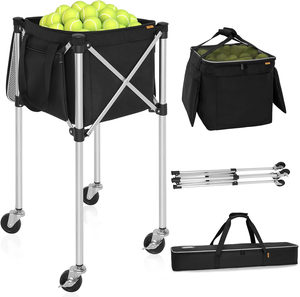 Yan cepler ile tenis topu sepeti hafif tenis topu sepeti 160 topları tutar, tekerlekler ile spor öğretim sepeti