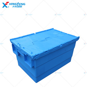 Totes Transporte logístico Anidamiento Caja móvil de plástico Contenedores Caja apilable adjunta con tapa Tamaño del contenedor 600*400*415mm