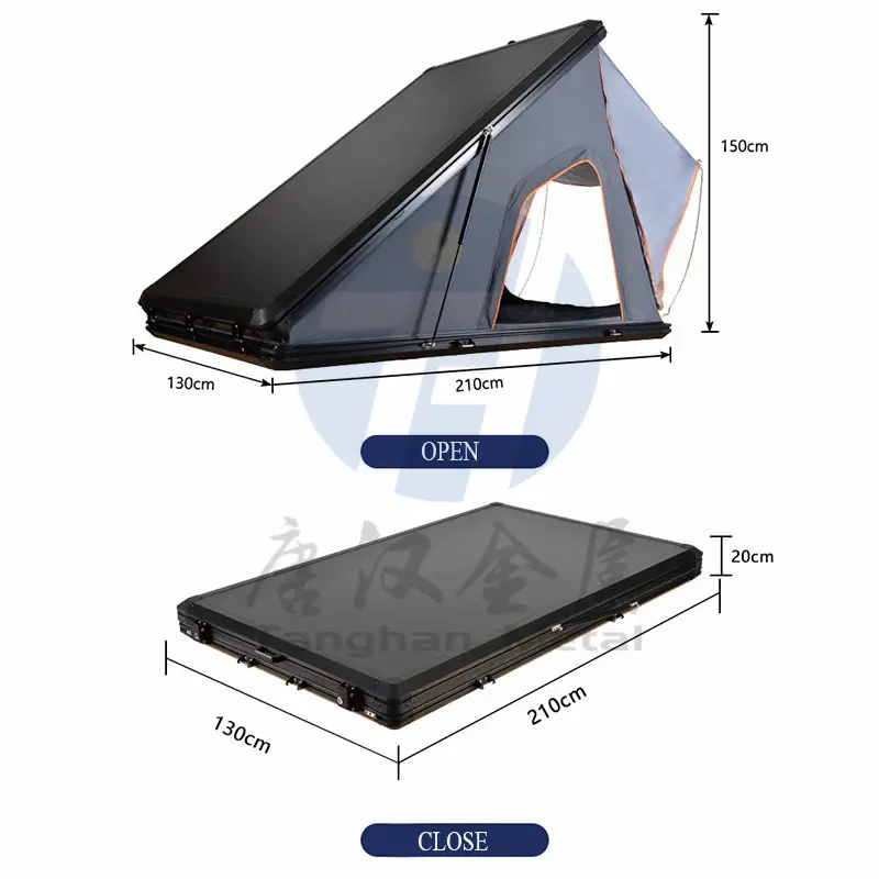 Tenda da tetto a triangolo triangolare a baldacchino ute in lega di alluminio con cabina doppia/singola/extra per campeggio auto e pickup