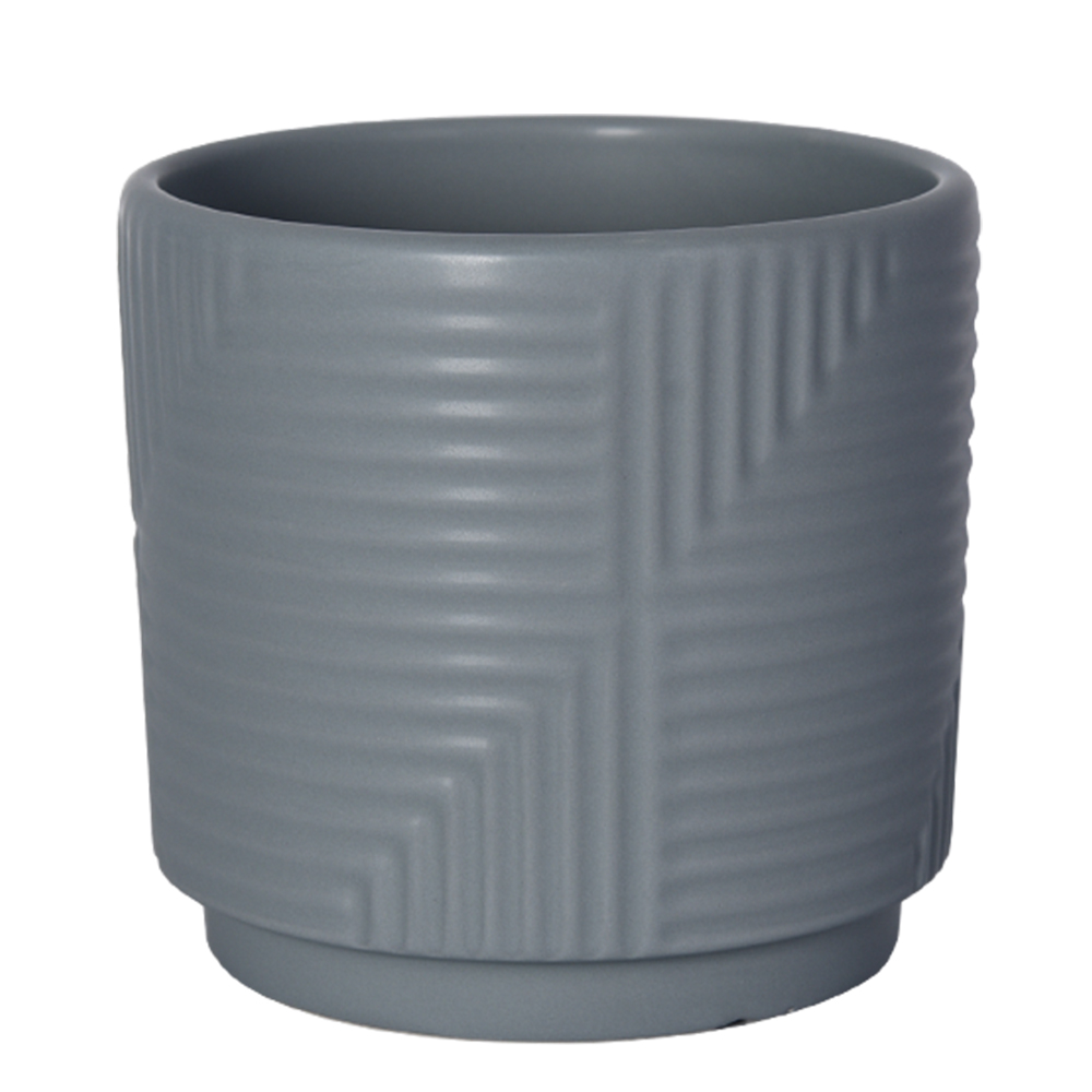 Wholesale Garden Indoor striped Flower Pots Decor White Modern Small Ceramic Plant Pots