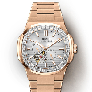 LOBINNI Original Skeleton Typ Multifunktions Herren Roségold Automatische mechanische Uhr - Product Image 1