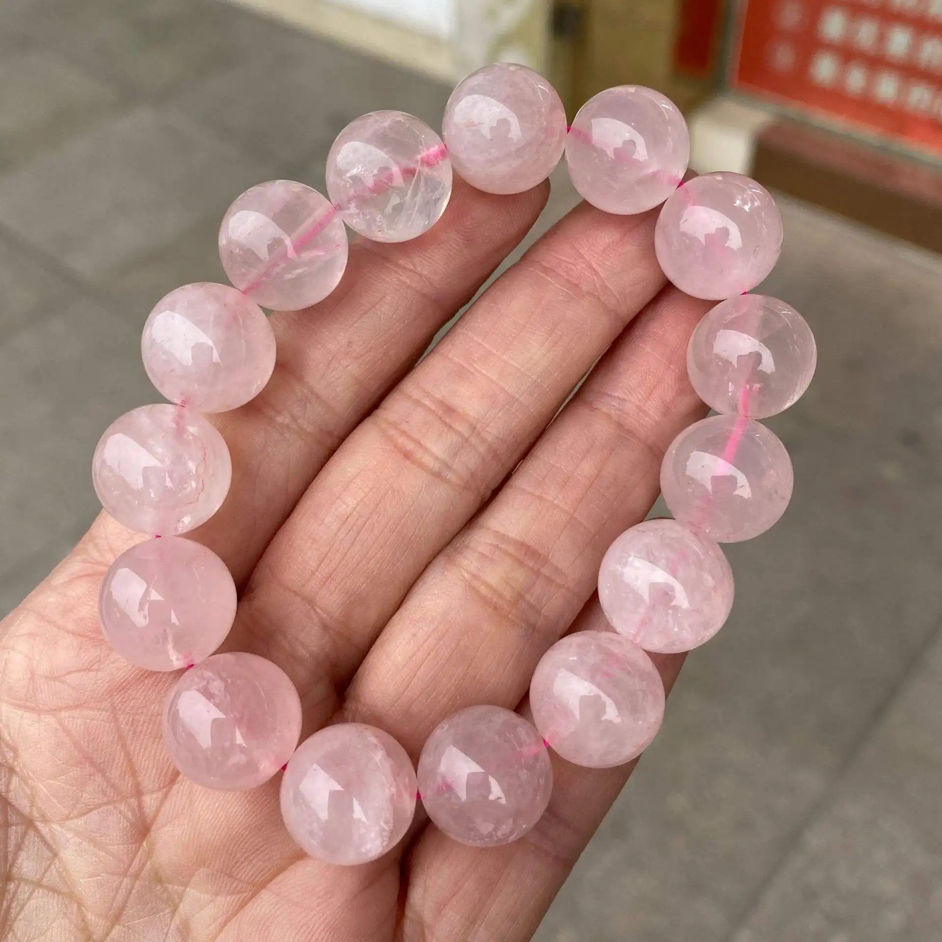 Pulsera de cuarzo rosa con cuentas de piedra natural al por mayor, tratamiento de Reiki y Yoga, joyería de cristal, regalo, pulseras y brazaletes de moda