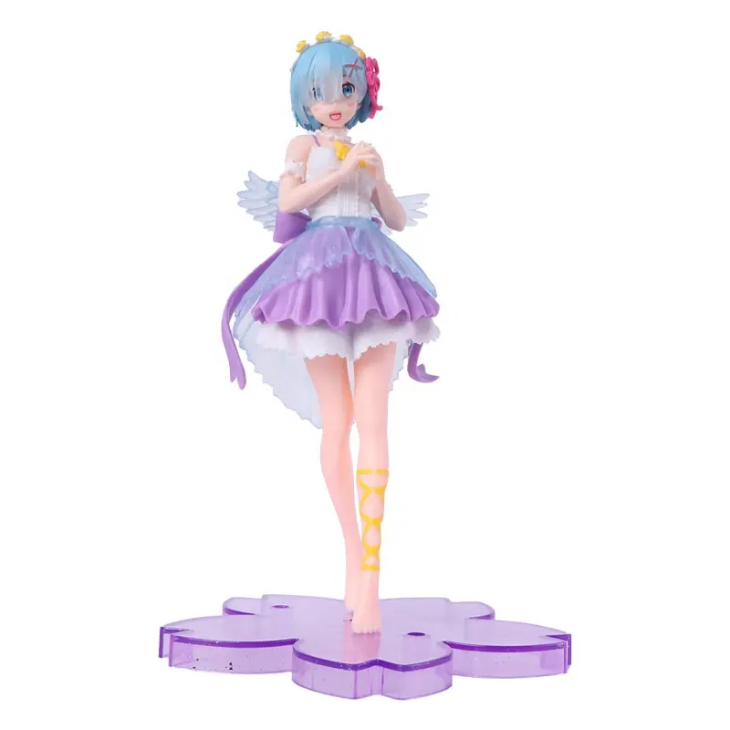 19cm Anime-Figur Re: Nullbeginn Leben in einer anderen Welt Kawaii Engel Rem lila Rock Modell Pvc-Puppe Sammlungs-Spielzeug für Mädchen