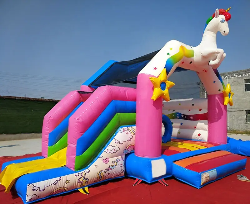 Unicorn Inflatable lâu đài bouncy combos với trượt Inflatable mini combo Jumper cho trẻ em