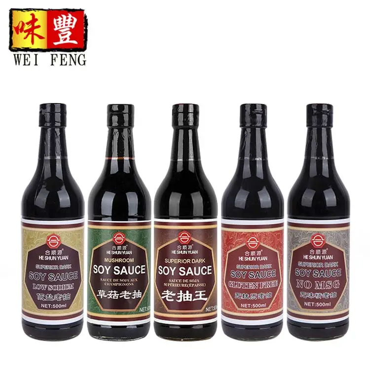Custom Service Label Ontwerp Verschillende Verschillende Smaak Smaak Oem Fabriek Chinese Donkere Sojasaus Kruiderij