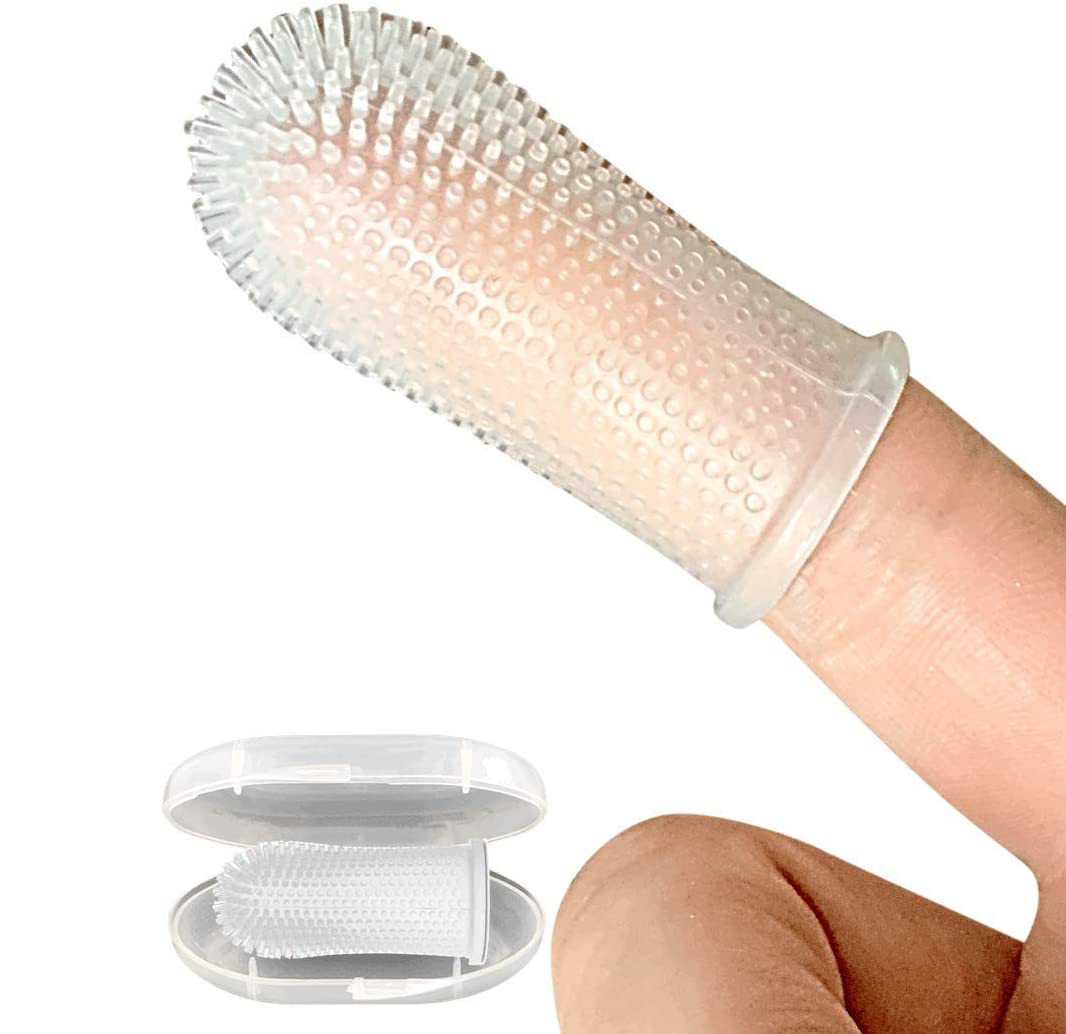White silicone finger toothbrush