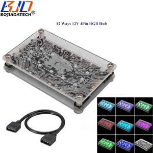 12*12V 4Pin Fan Hub RGB LED Strip Controller con almohadilla magnética para PC Computer Case - Product Image 1