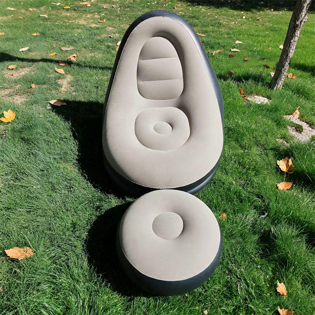 Classic inflatable flocked sofa set-coffee color