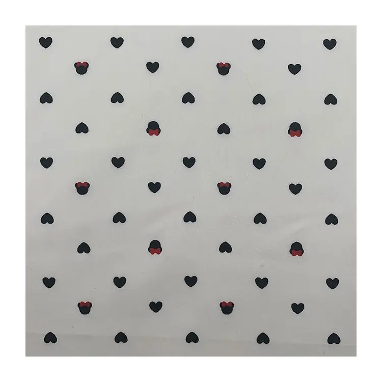 Low Price Woven Combed Lightweight 100% Cotton Satin Heart Printed Fabric for Garment