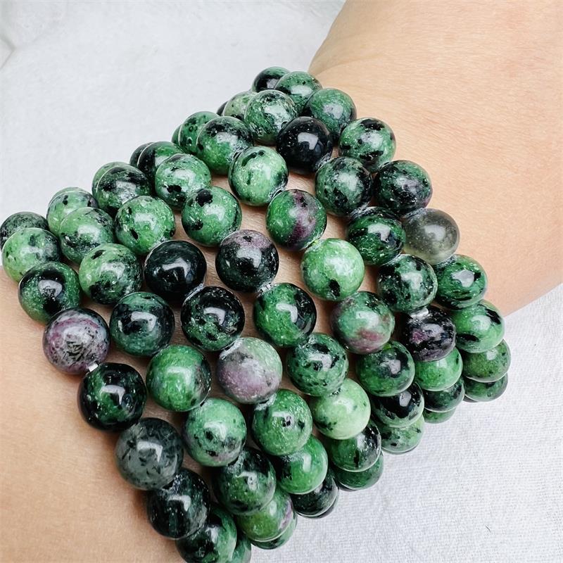 สร้อยข้อมือลูกปัดคริสตัลทับทิม zoisite epidote แบบขัดเงาสำหรับเป็นของขวัญ - Product Image 6