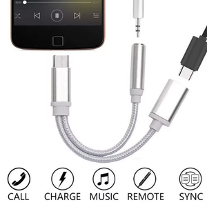 2 in 1 USB C 3.5 Aux ses Jack USB tip C için 3.5mm kulaklık kablosu kulaklık dönüştürücü hızlı şarj adaptörü Dongle kablosu - Product Image 2