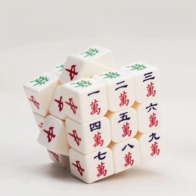 3x3x3 Chinese style Mahjong Magic Cubes Speed Puzzle Cubes Smooth Transparent Luminous Cube Educational Toys for Children
