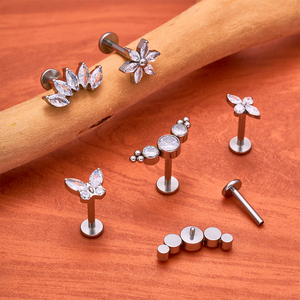 תכשיטי manwei ASTM-F136 זירקון פירסינג דה טיטניו טרגלוס סליל האונה קת העגיל גב שטוח עגילי חוט פנימי - Product Image 4