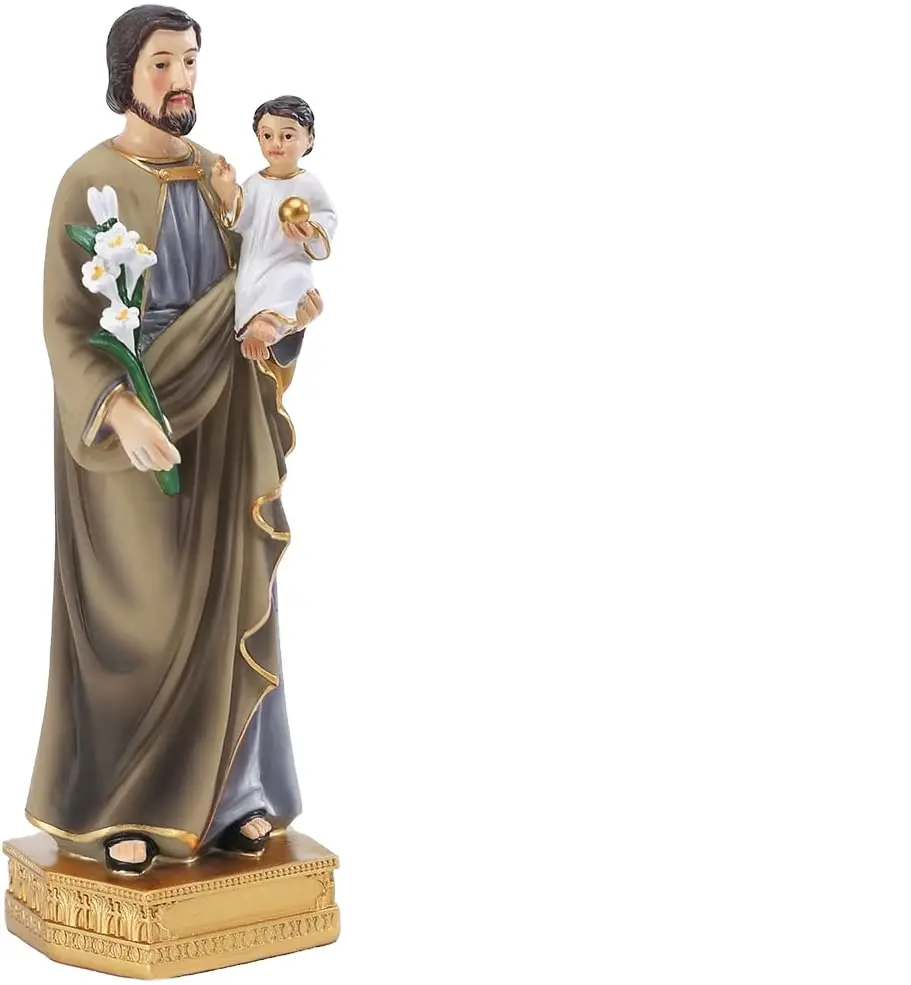 Scultura della decorazione della serie rinascimentale cattolica resina san giuseppe e il bambino gesù per famiglie religiose