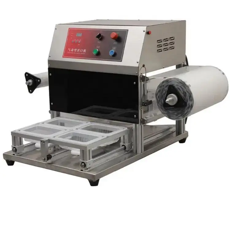 Baki makanan QF260T-S, mesin penyegel panas kotak makan siang wadah segel nampan persegi bulat