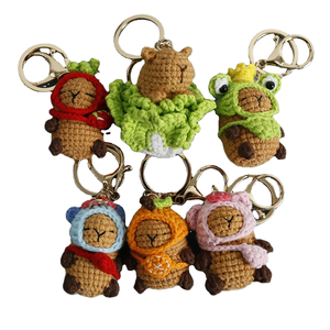 El yapımı tığ yün örme Mini Capybara anahtarlık sevimli okyanus hayvan çanta kolye yumuşak aksesuar hediye peluş anahtarlıklar - Product Image 1
