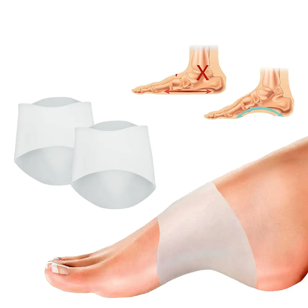 Yıkanabilir SEBS jel sıkıştırma masaj bandaj arch destek düzeltici silikon kauçuk düz ayak düzeltici brace astarı ped seti
